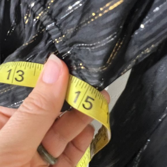 Sage The Label Black Gold Silver Metallic Stripe Long Sleeve Above Knee Dress Me - Picture 9 of 9